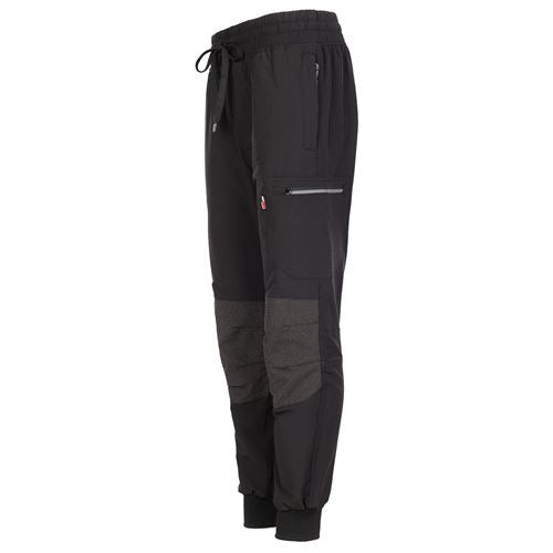 Black and gray pants with zippers on a white background